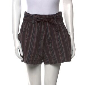 Hatch Maternity Size 1 Small Black‎ Striped Cotton Shorts Pockets Tie Belt